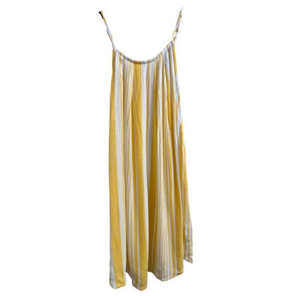 Staccato Tank Blouse Yellow Stripe Buttons Down Back Sm - Picture 1 of 6